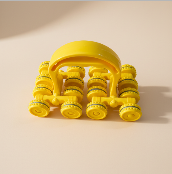 8-Wheel Massage Roller for Body and Muscle Relief - Yellow