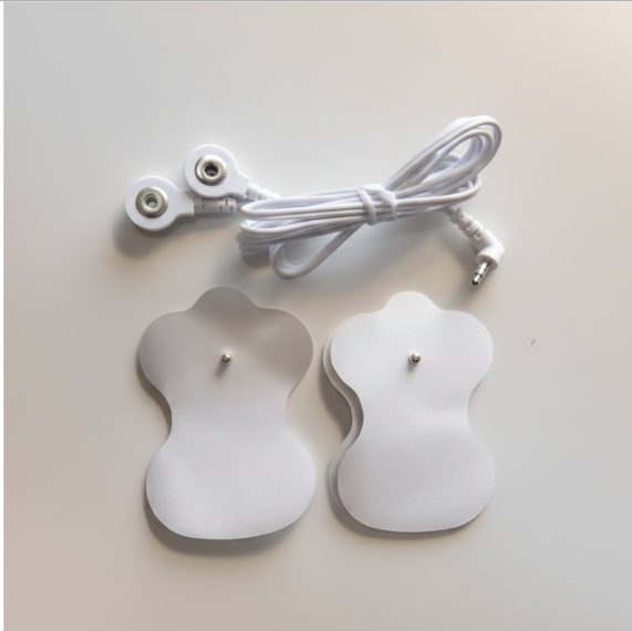 TENS EMS Electrode Pads with Wired Connection - White (Set of 2)