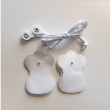 TENS EMS Electrode Pads with Wired Connection - White (Set of 2)